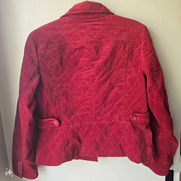 NWOT Talbots Velvet Jacket Size 12 Red Quilted Pockets Lined Old Money Luxury - Picture 5 of 8